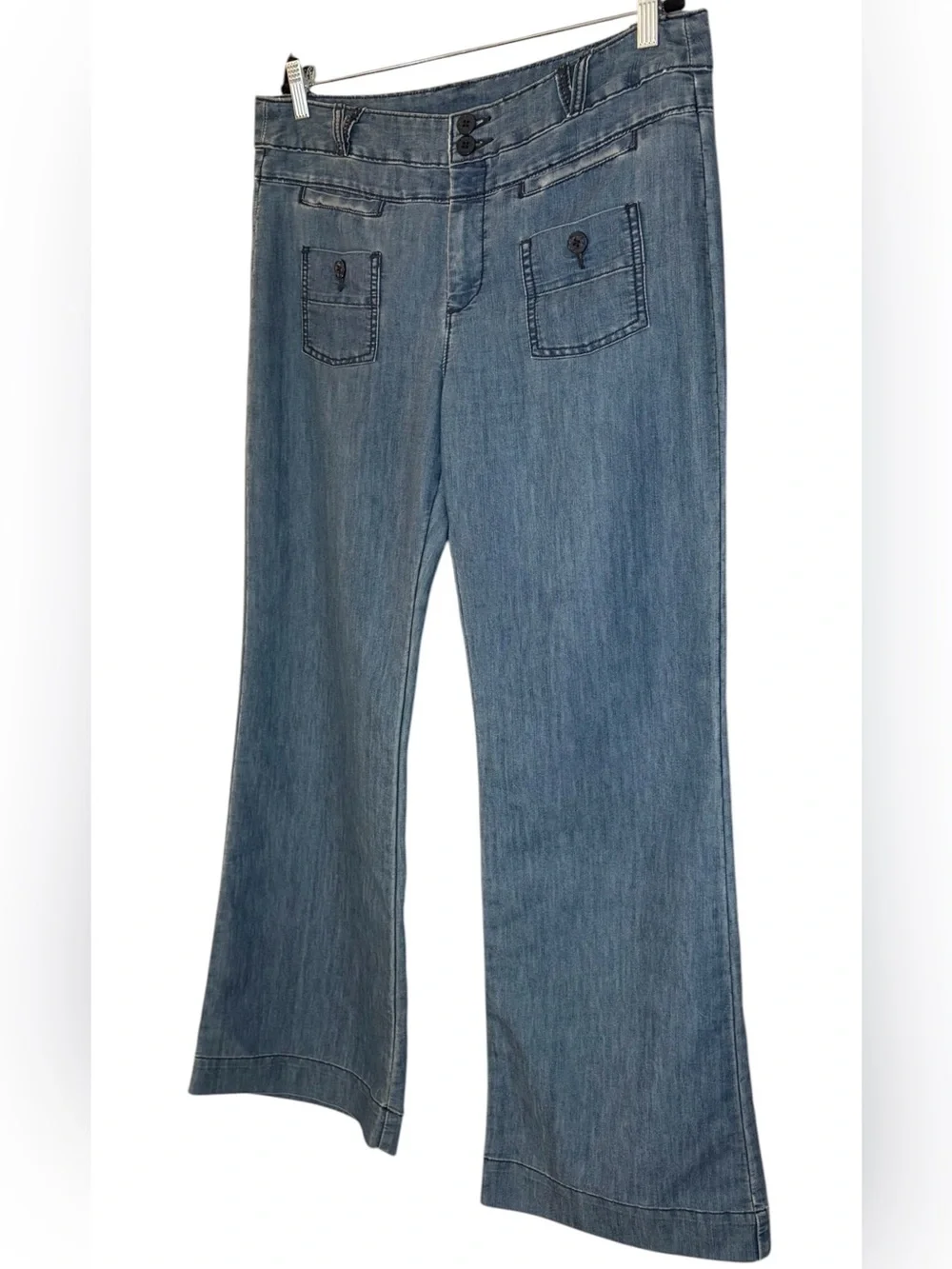 Pilcro and the Letterpress Flare High-Rise Jeans Size 31 Stacked Front Pockets